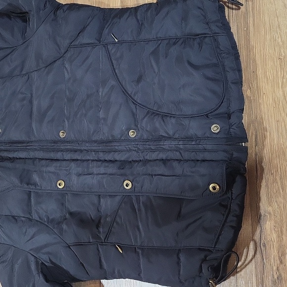 CALVIN KLEIN Black Full Zip Puffer Nylon Coat w/ Toggle Waist & Adjustable Cuffs - Picture 6 of 16